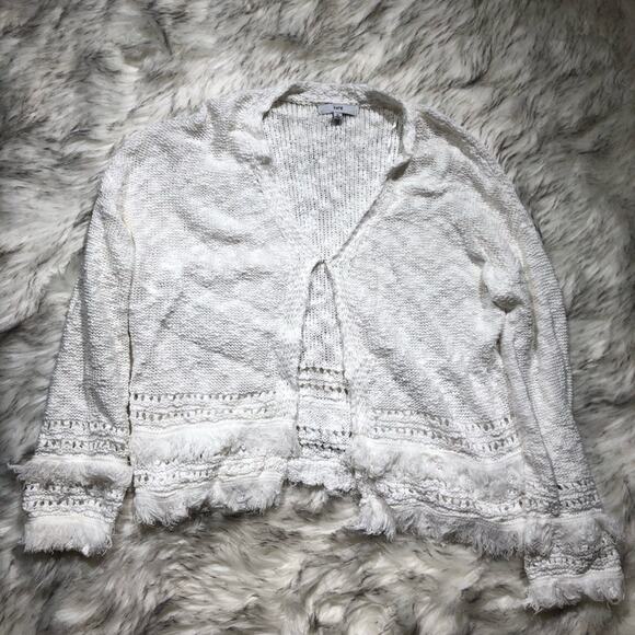 Fate white bohemian fringe knit cardigan sweater - Picture 2 of 9